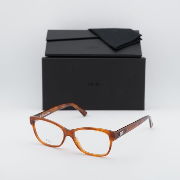 Dior LADYDIORO 2 0SX7 00 Rectangle Eyeglasses 52mm - Havana - Picture 1 of 11